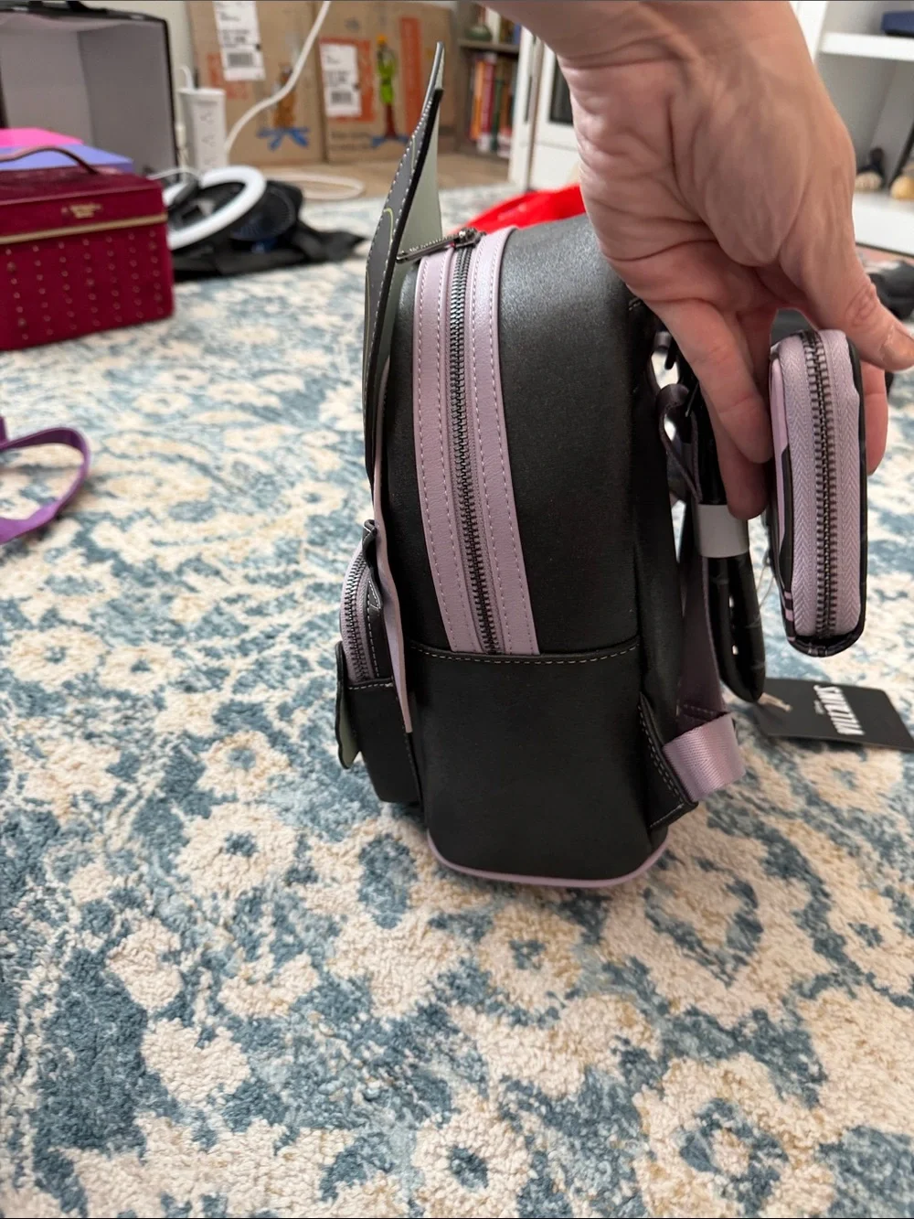 Loungefly Maleficent Purple Mini Backpack with Matching Wallet Set